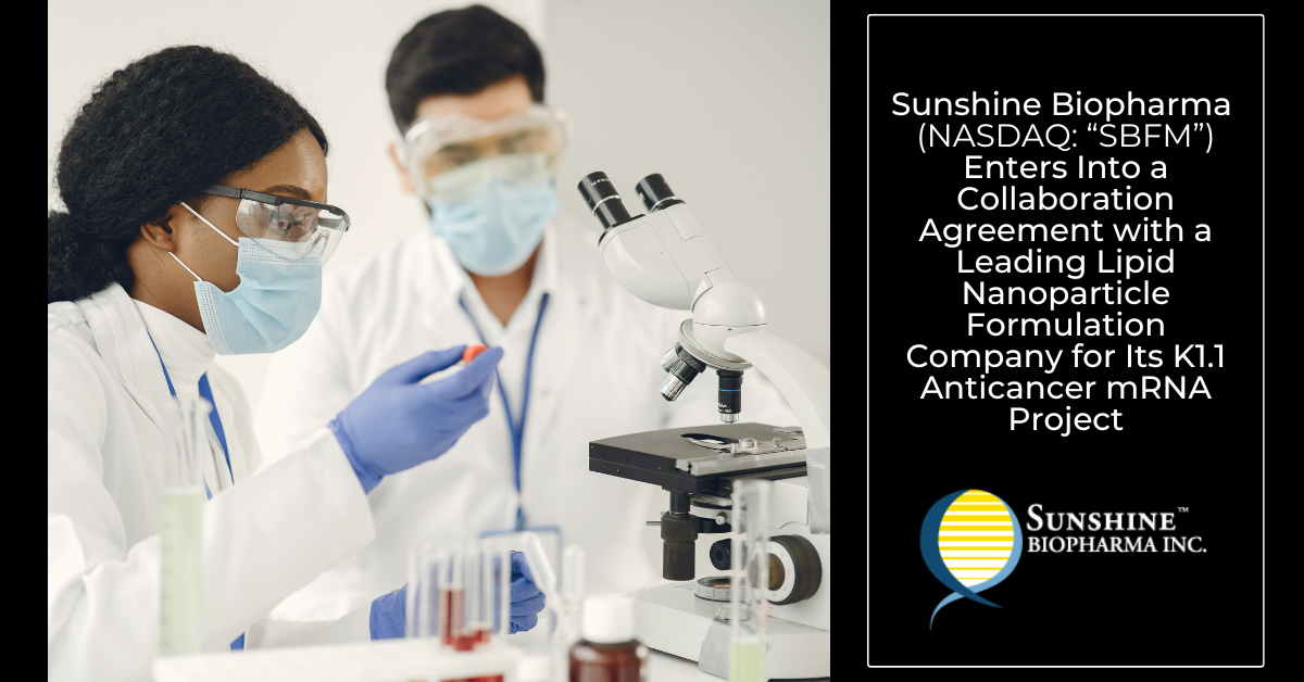 Sunshine Biopharma Inc Subsidiaries Licensing Agreements Sunshine Biopharma Enters Into a Collaboration Agreement with a Leading